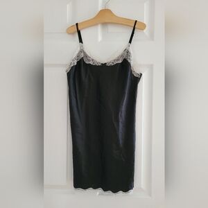 Victoria's Secret | Black Lace Trim Slip Dress with Bow Details | Size S